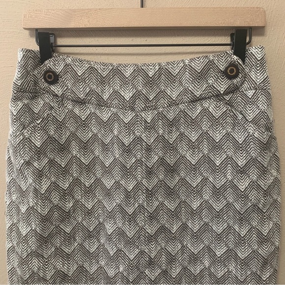 Tory Burch Xoona Skirt Tweed Herringbone Brown Cream Ivory Size 8 - Picture 2 of 11
